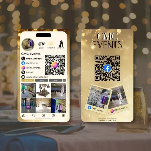 📸 Cărți de Vizită pentru Organizatori de Evenimente, Cabine Foto, Artificii – iPhone Cards cu efect WOW