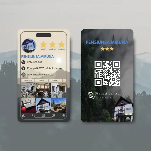 🏡 Cărți de Vizită pentru Pensiuni – iPhone Cards cu aer de vacanță