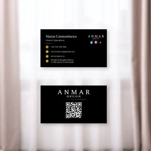 Carte de Vizită Personalizată Neagră – Eleganță Simplă pentru Orice Afacere