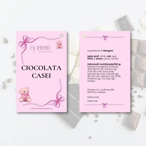 🎀 Etichete cartonate față-verso pentru cofetării – 100% personalizabile