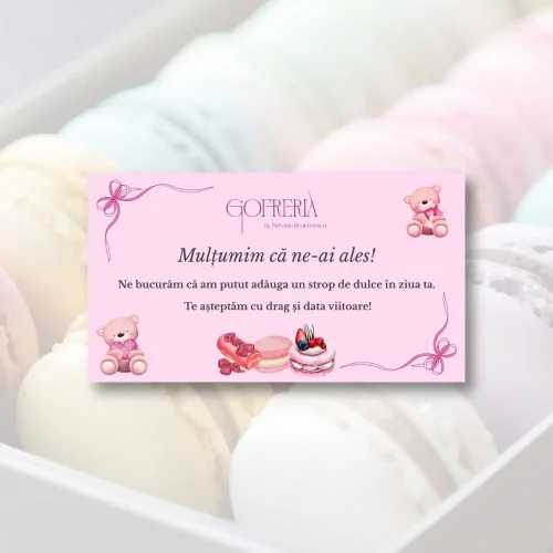 Cartolină „Mulțumim!” pentru Cofetării – O notă dulce la finalul fiecărei comenzi