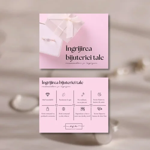 💍 Card cu Instrucțiuni de Îngrijire – Pentru Magazine de Bijuterii