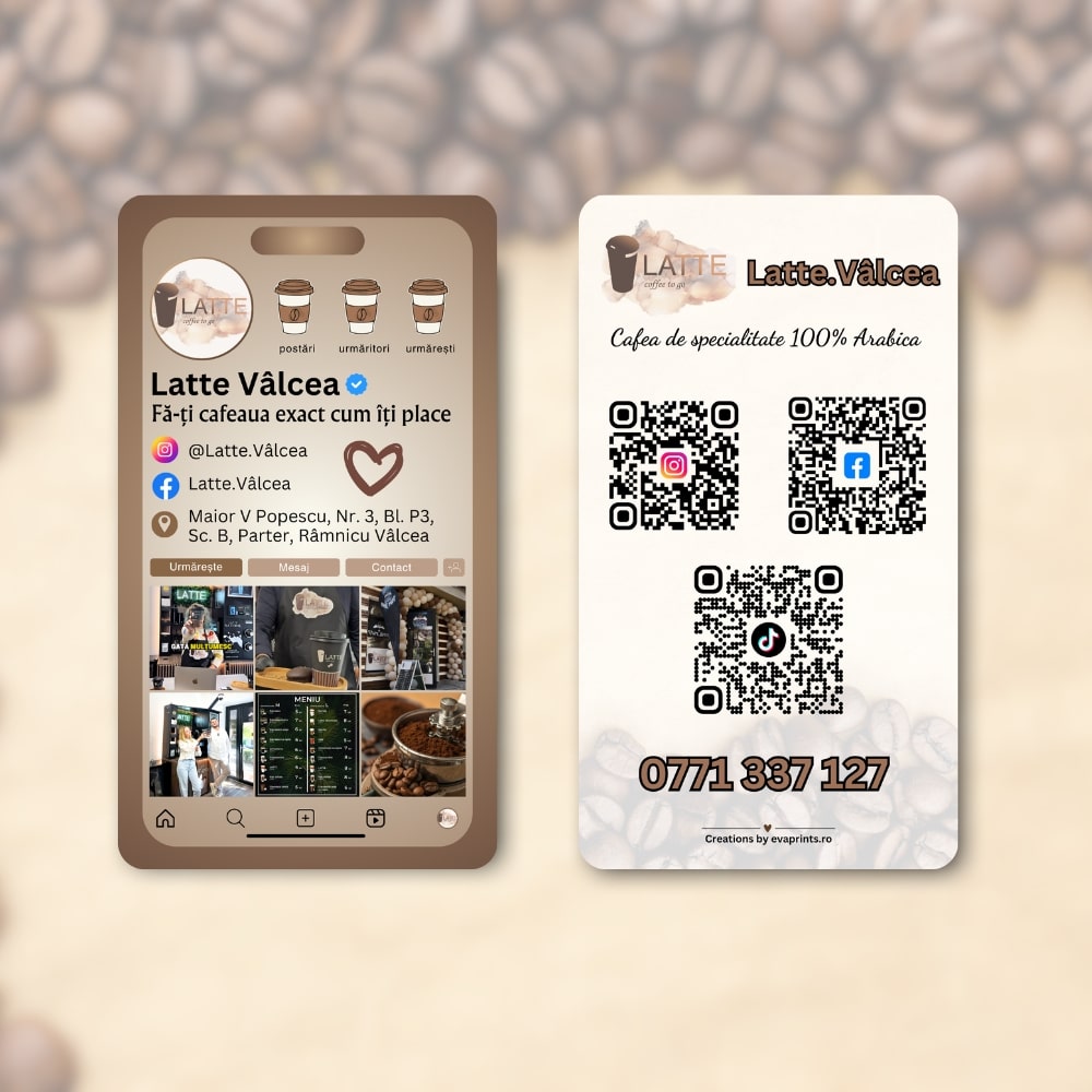 Carti de vizita pentru cafenele to go