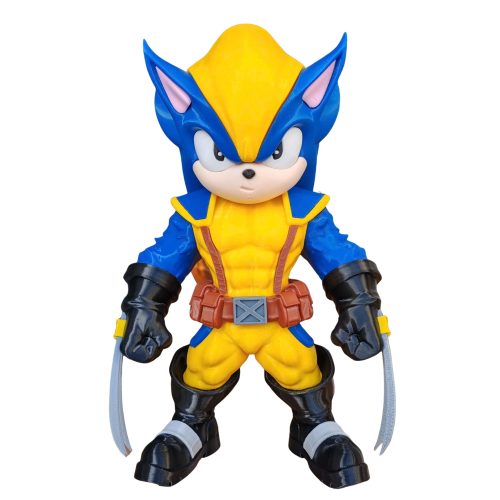 Figurină decorativă Soniverine, model fan art, design inspirat Sonic × Wolverine