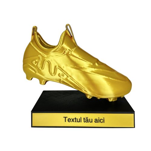 Trofeu GHEATA DE AUR Nike Mercurial Personalizată – Trofeu Fotbal cu Text la Bază, Realizat în România prin Printare 3D